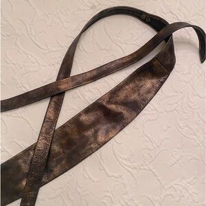 ADA Collection metallic brown leather wrap belt